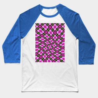 Bright Pink Flower Pattern Baseball T-Shirt